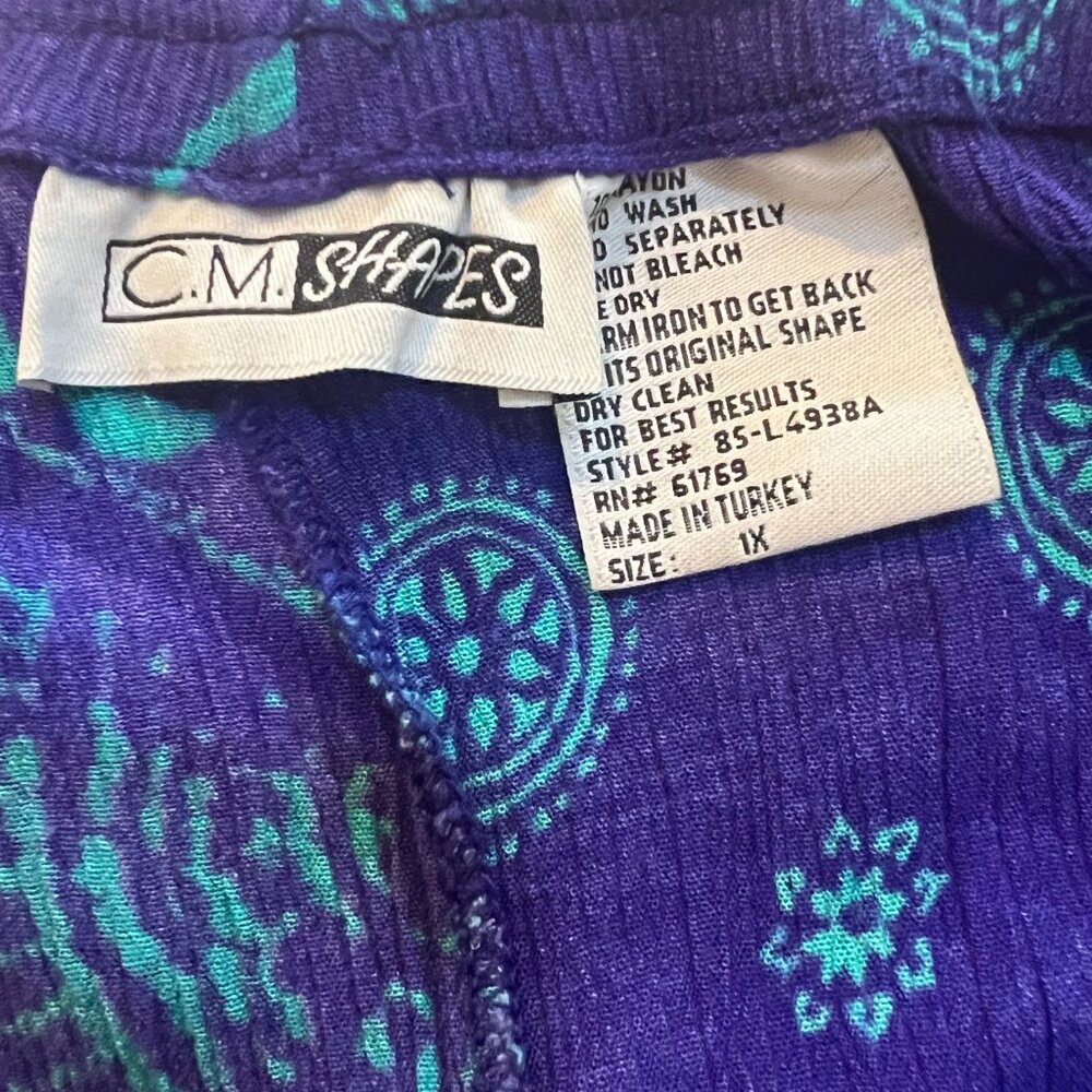 C.M. Shapes Purple & Blue Vintage Dress Size XL - Picture 4 of 6
